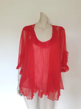 Sheer Red Babydoll Gown & Robe