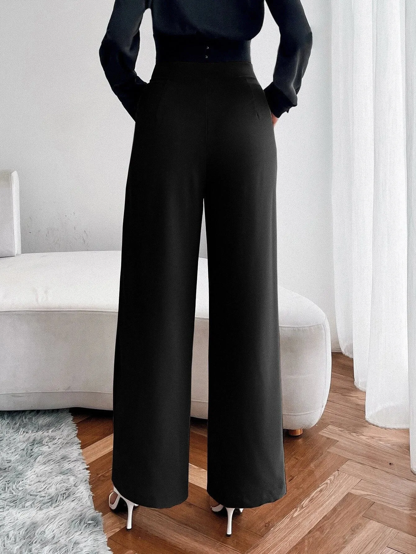 SHEIN Unity High Waist Fold Pleated Pants