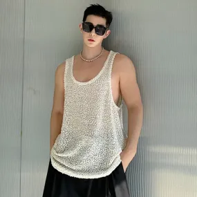 Shiny Beaded Knit Men's Tank Top