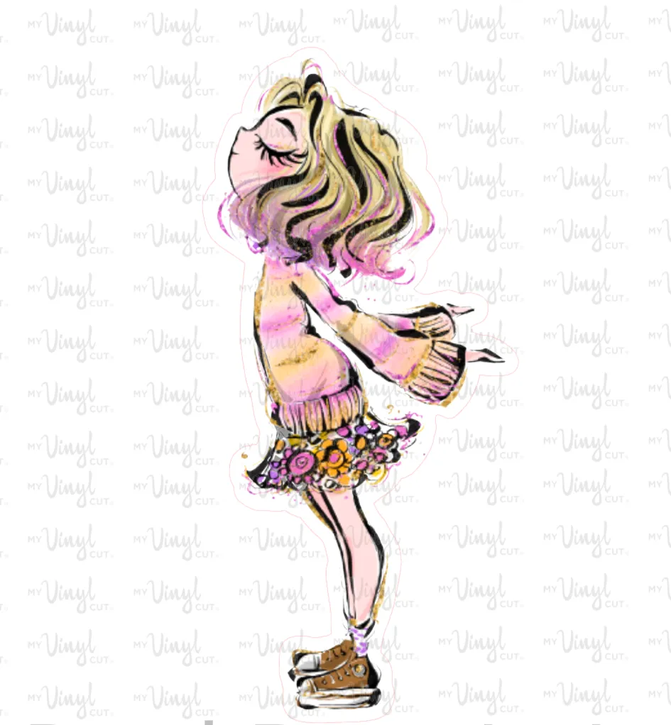 Sticker | 69C | Rainbow Girl | Waterproof Vinyl Sticker | White | Clear | Permanent | Removable | Window Cling | Glitter | Holographic