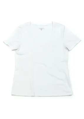 Super Fine Cotton/Spandex Short Sleeve V-Neck - White