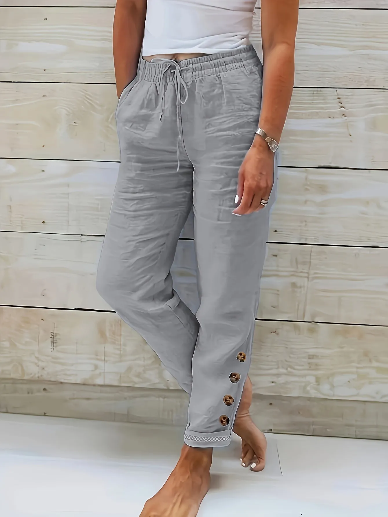 TALIA™ | BUTTONED LINEN PANTS FOR WOMEN