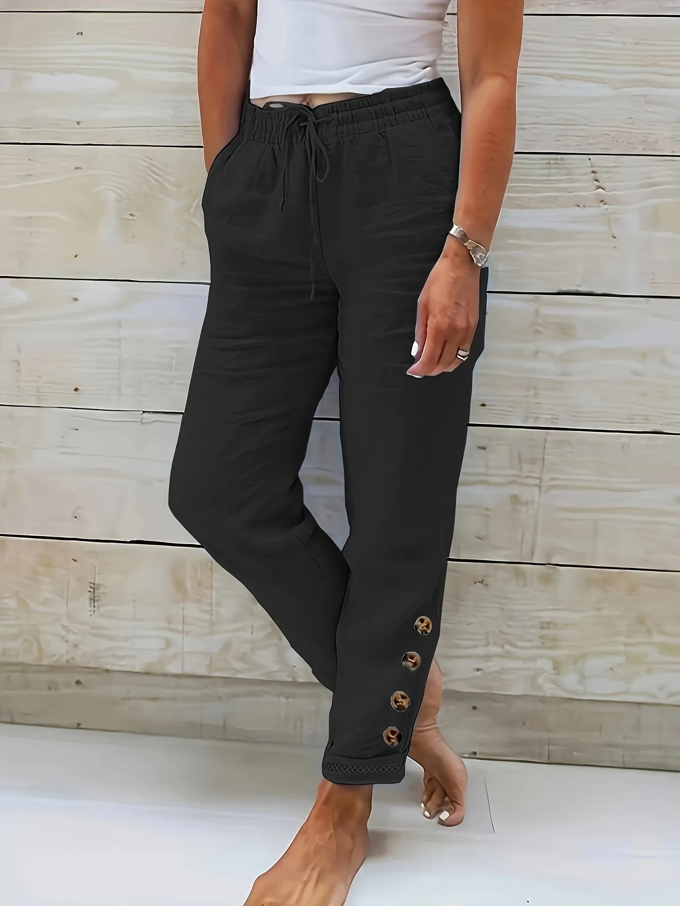 TALIA™ | BUTTONED LINEN PANTS FOR WOMEN