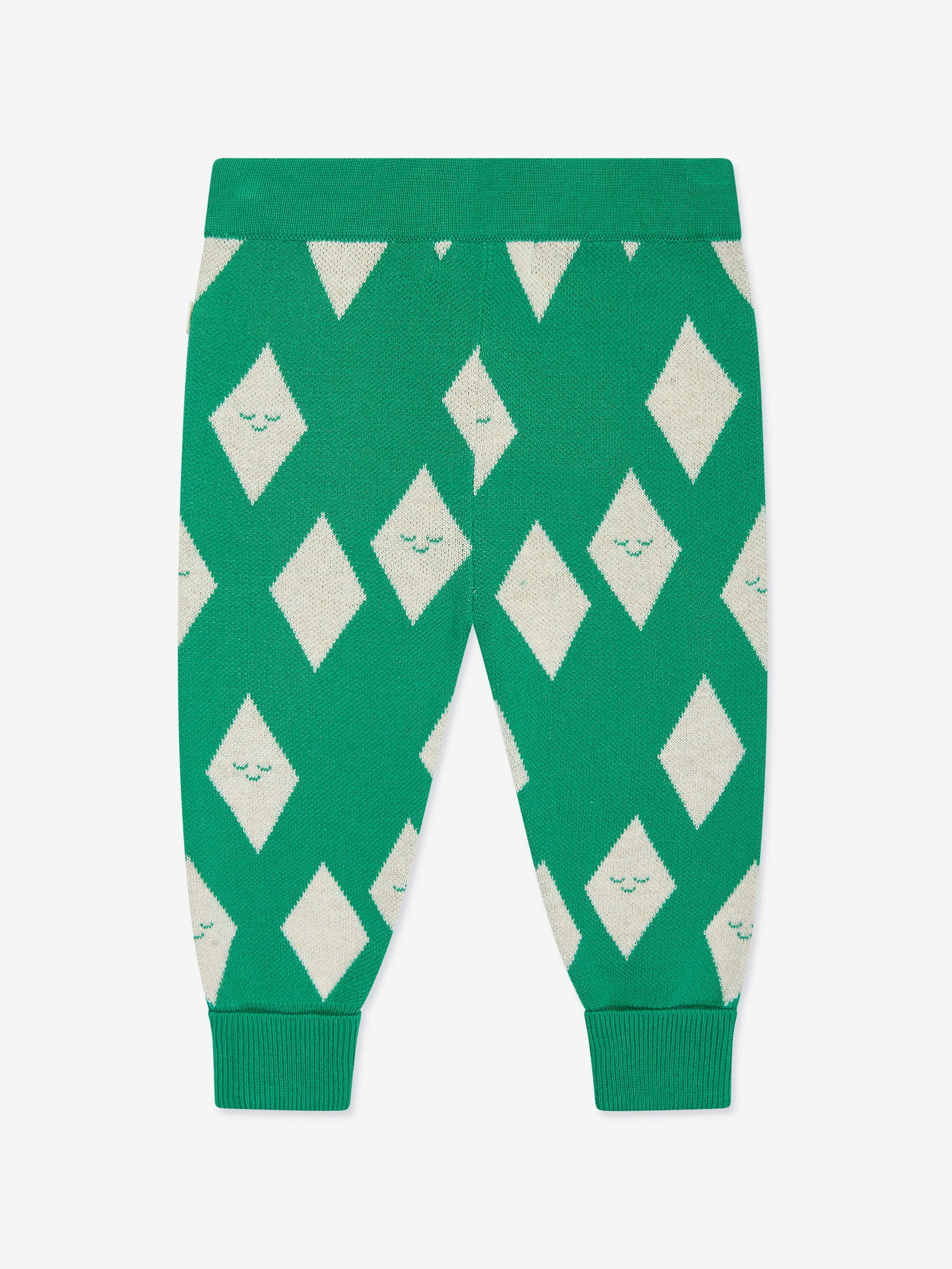 The Bonnie Mob Kids Alden Diamond Knit Joggers in Green