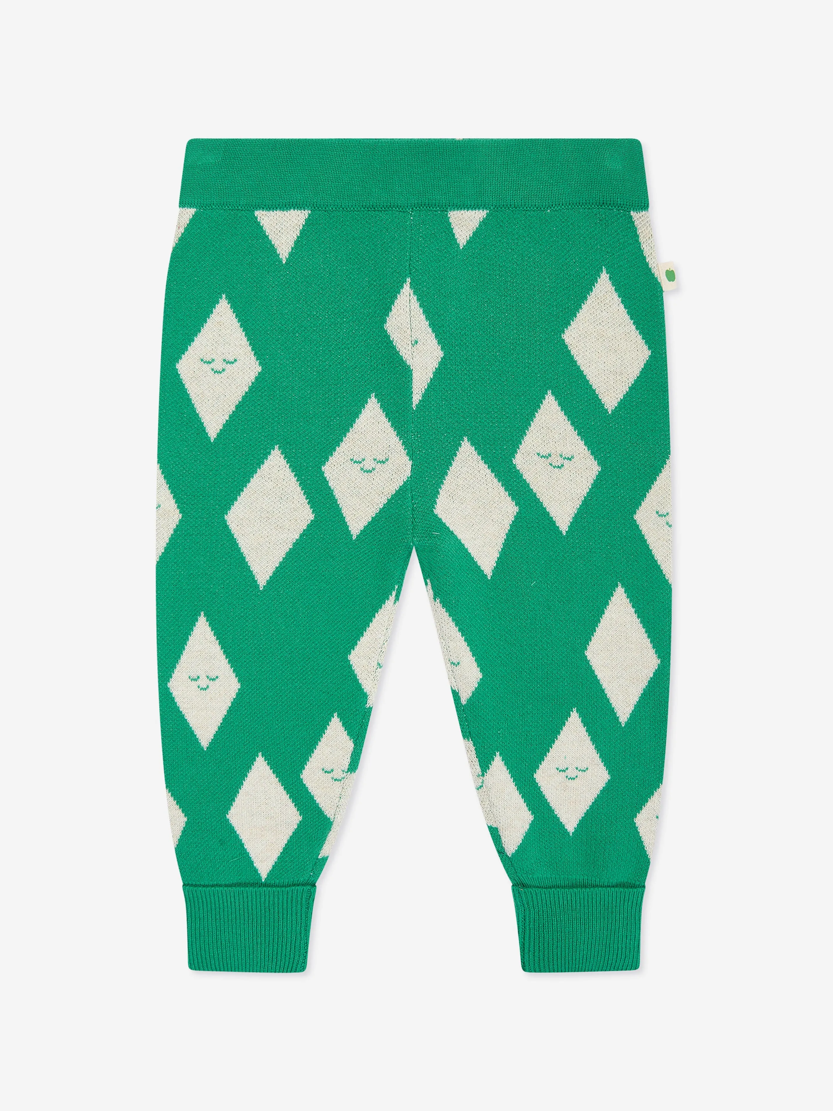 The Bonnie Mob Kids Alden Diamond Knit Joggers in Green