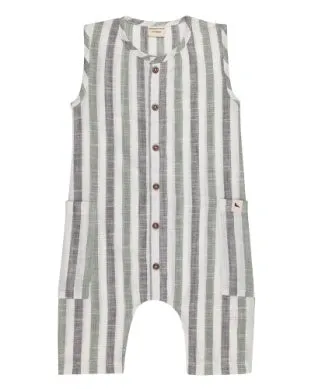 Turtledove Woven Stripe Shortie Dungarees