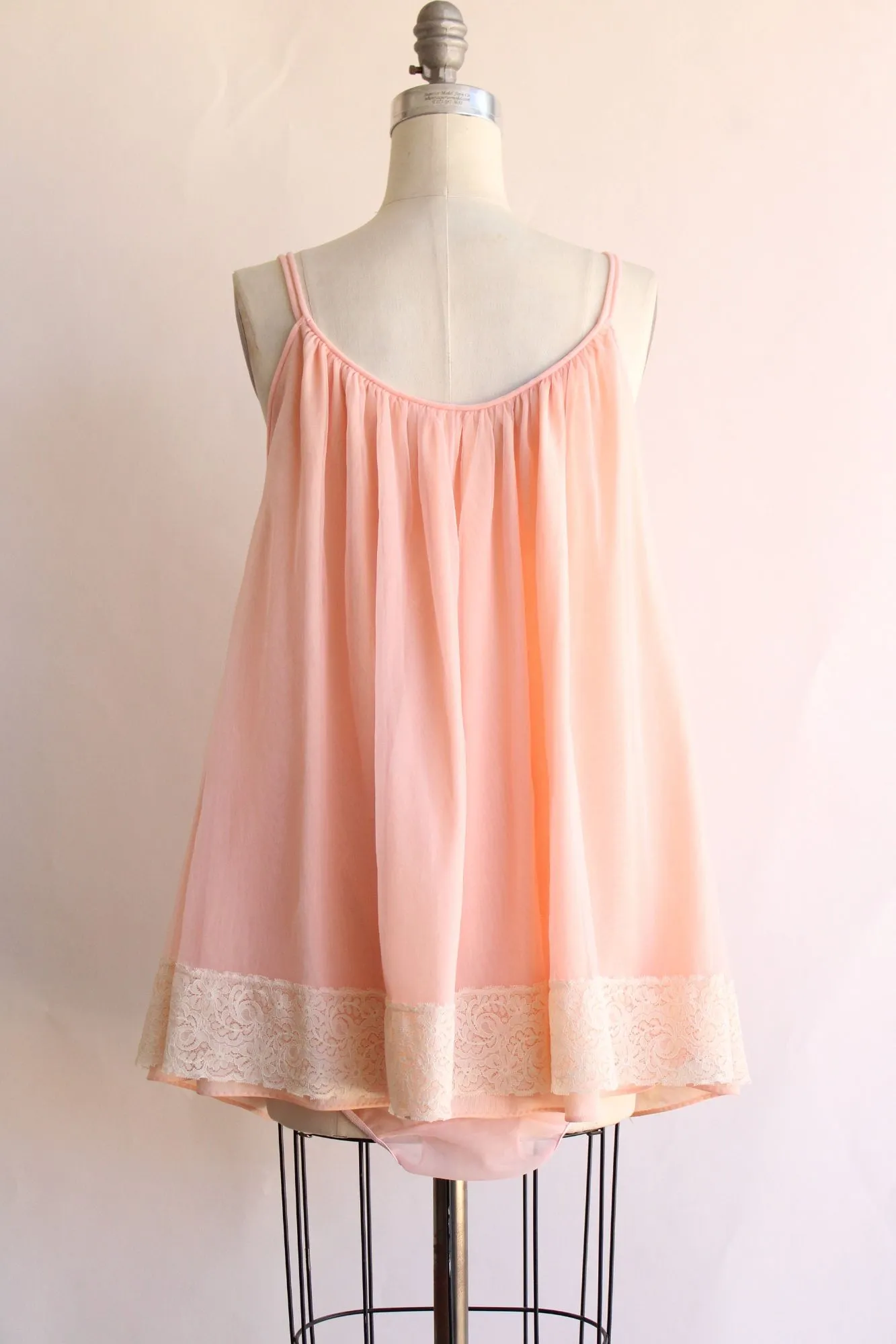 Vintage 1960s Pink Babydoll Pajama Top and Knickers, Volup 1X Size