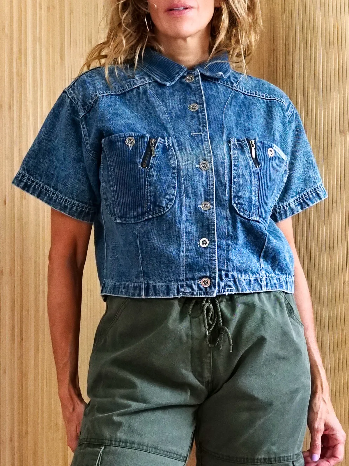 Vintage Denim Boxy Crop Shirt