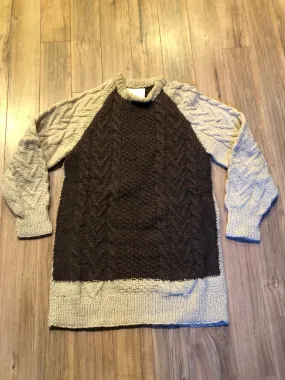 Vintage Hand-Knit Wool Crewneck Long Sweater