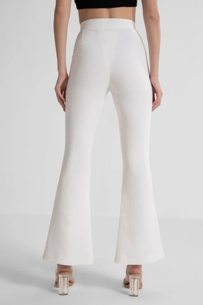 White Textured Pants