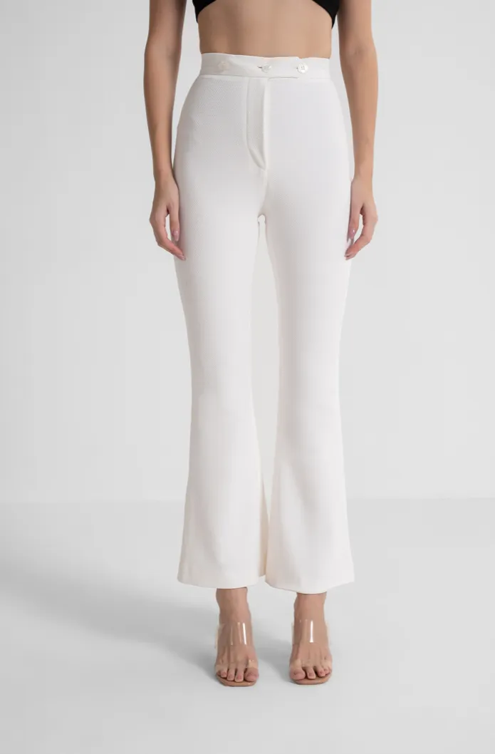 White Textured Pants