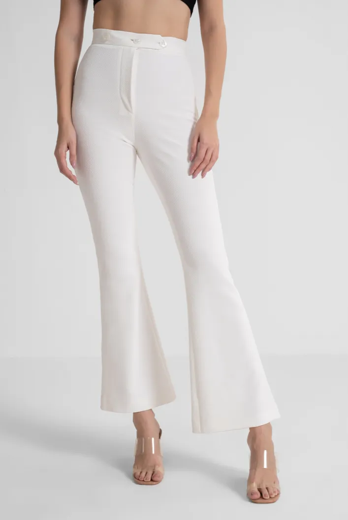 White Textured Pants