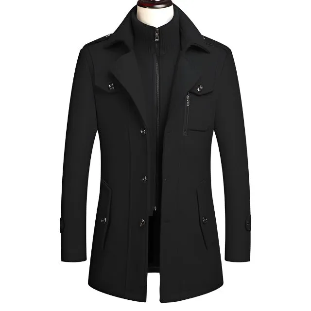 Winter Men's Woolen Windbreaker Coat