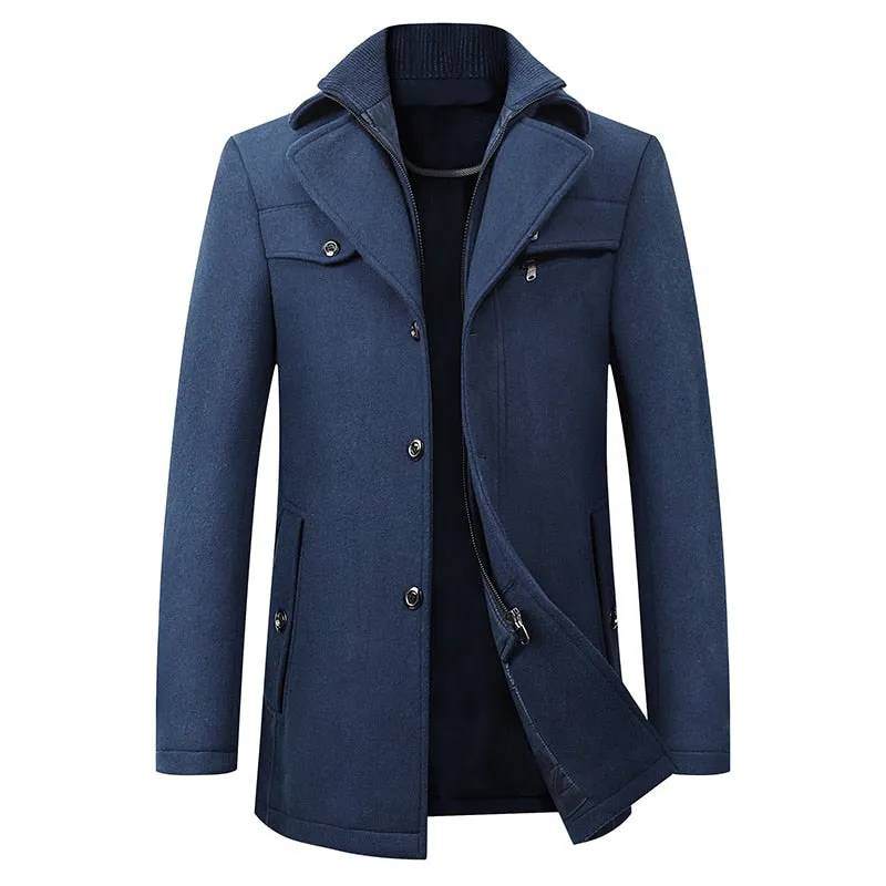 Winter Men's Woolen Windbreaker Coat