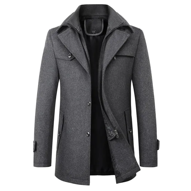 Winter Men's Woolen Windbreaker Coat