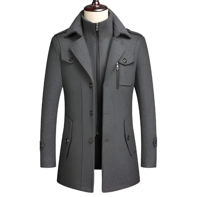 Winter Men's Woolen Windbreaker Coat