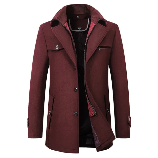 Winter Men's Woolen Windbreaker Coat