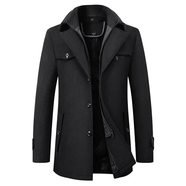 Winter Men's Woolen Windbreaker Coat