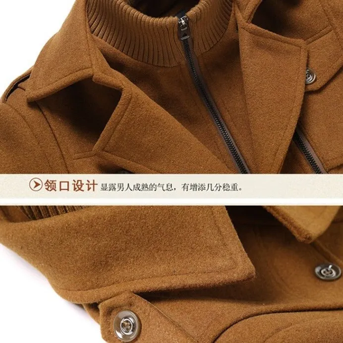 Winter Men's Woolen Windbreaker Coat