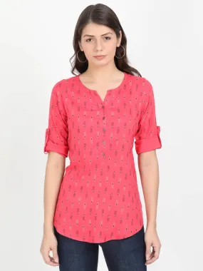 Women Red Casual Top