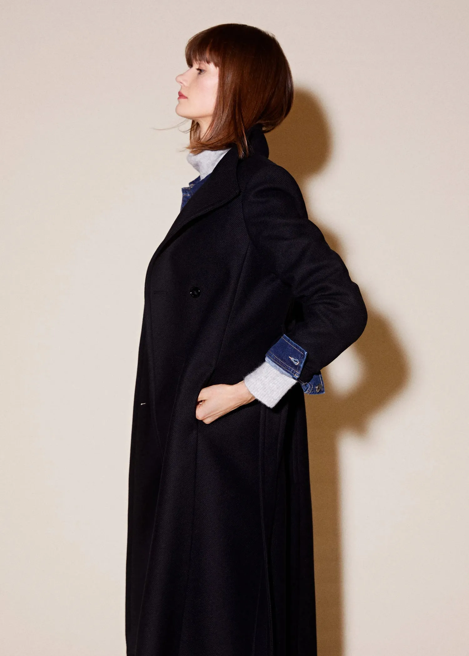 Woollen coat with belt